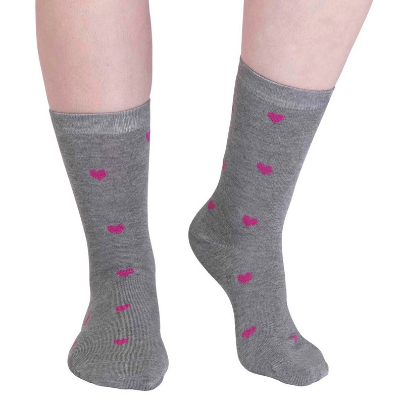 Thought Clothing Haddie Bamboo Love Heart Socks Grey Marle SPW837 front