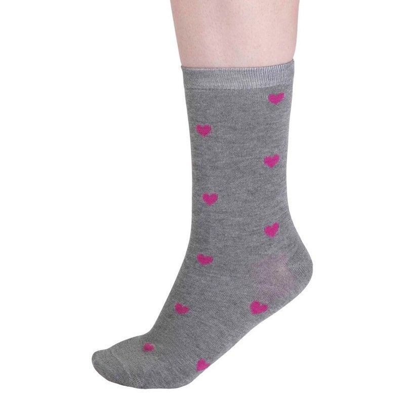 Thought Clothing Haddie Bamboo Love Heart Socks Grey Marle SPW837 side