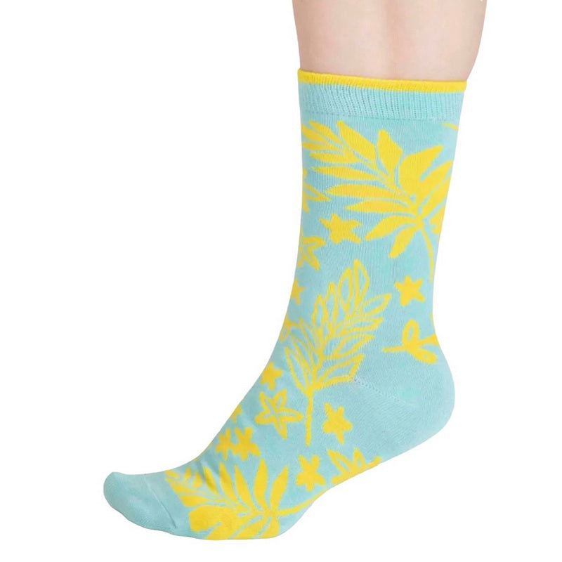 Thought Clothing Tamara Ladies Bamboo Floral Socks Deep Mint SPW858 side