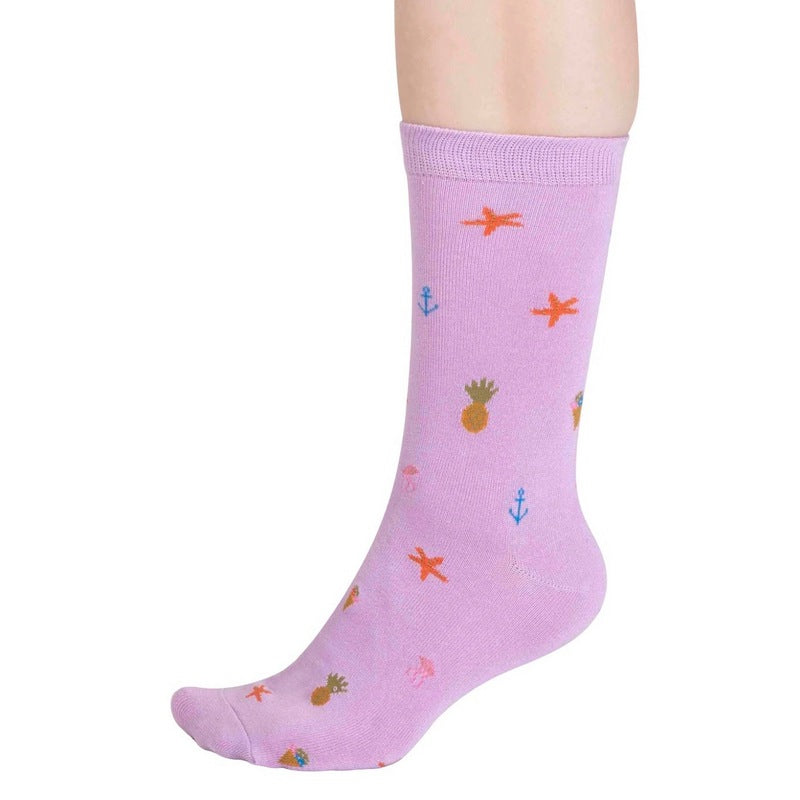 Thought Clothing Willa Seaside Bamboo Ladies Socks Dusk Lilac SPW857 side