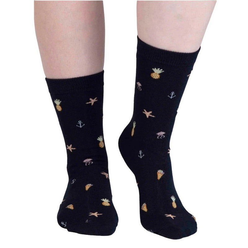 Thought Clothing Willa Seaside Ladies Bamboo Socks Navy SPW857 front