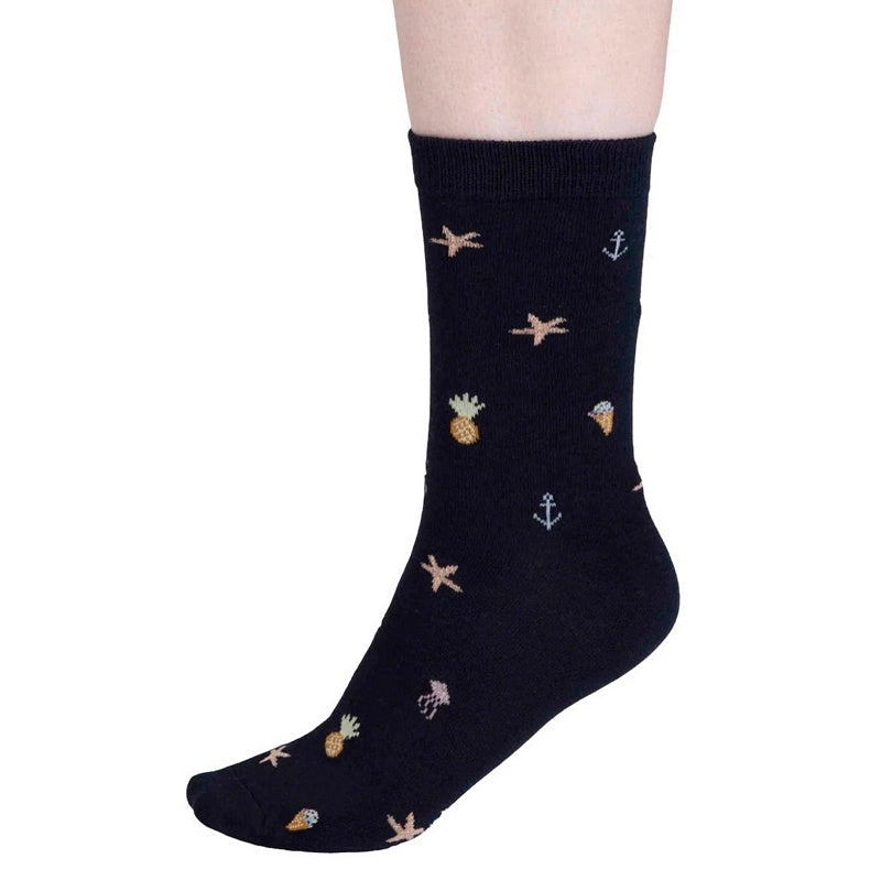 Thought Clothing Willa Seaside Ladies Bamboo Socks Navy SPW857 side