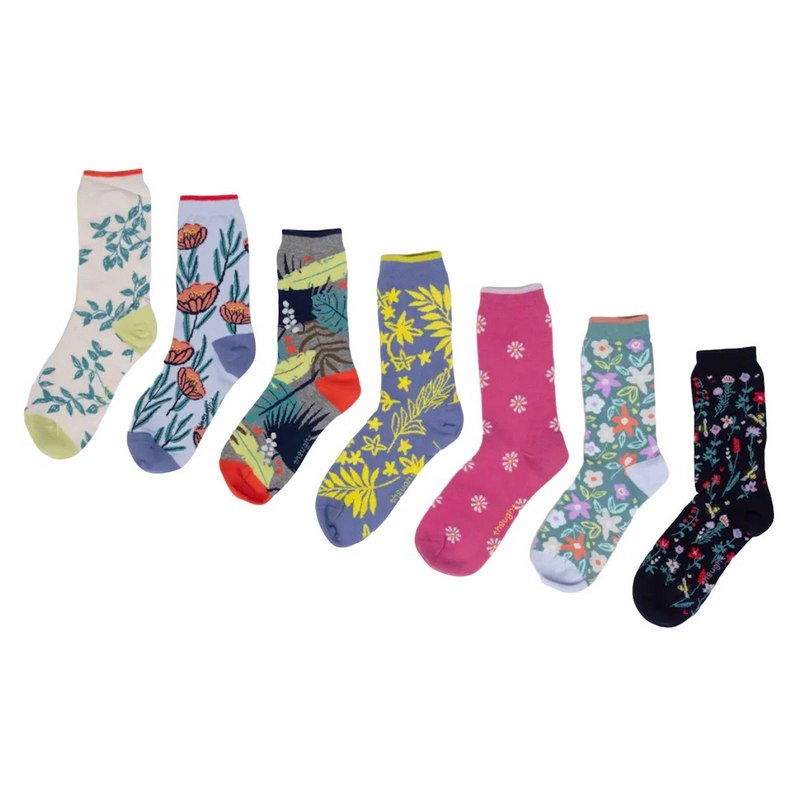 Thought Clothing Xalia Floral Ladies Bamboo 7 Sock Box SBW7100 selection