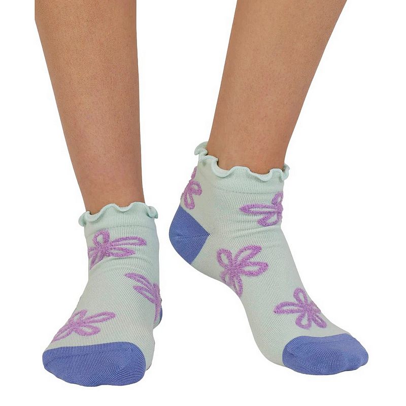 Thought Daisee Textured Flower Ankle Socks Spearmint 4-7 SPW886 front