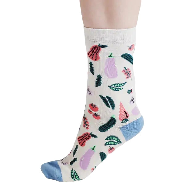 Thought Fashion Clothing Celia Country Garden Bamboo Socks Stone White SSW036 side