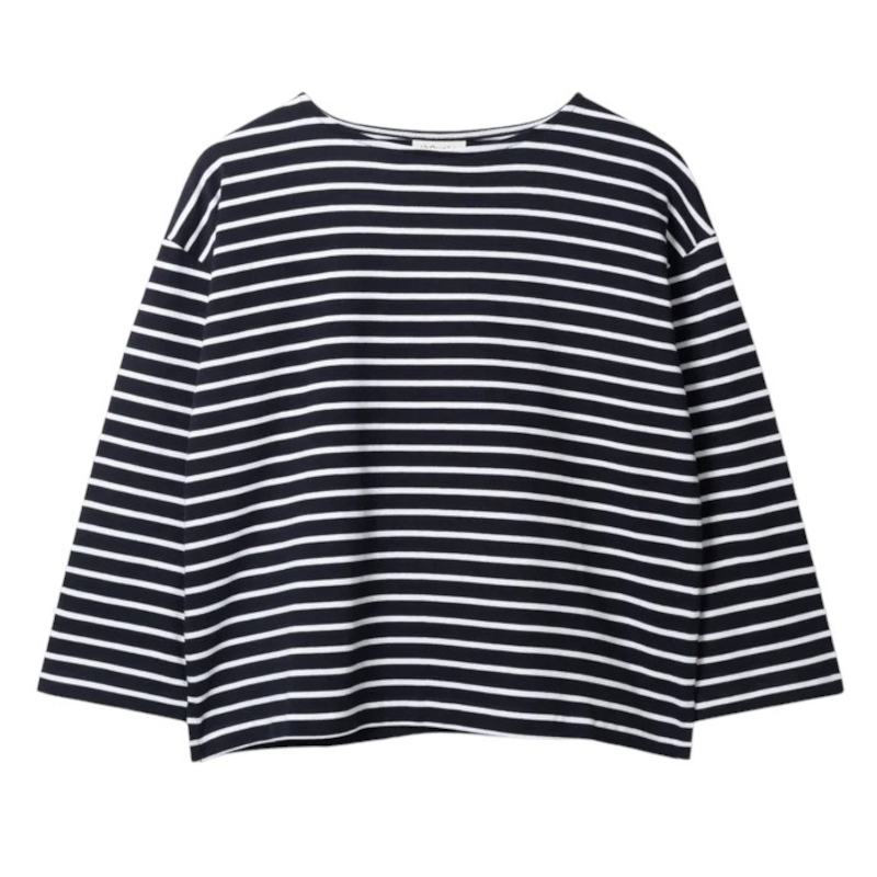 Thought Fashion Clothing Fairtrade Organic Cotton Breton Striped Top Navy WST5900 front