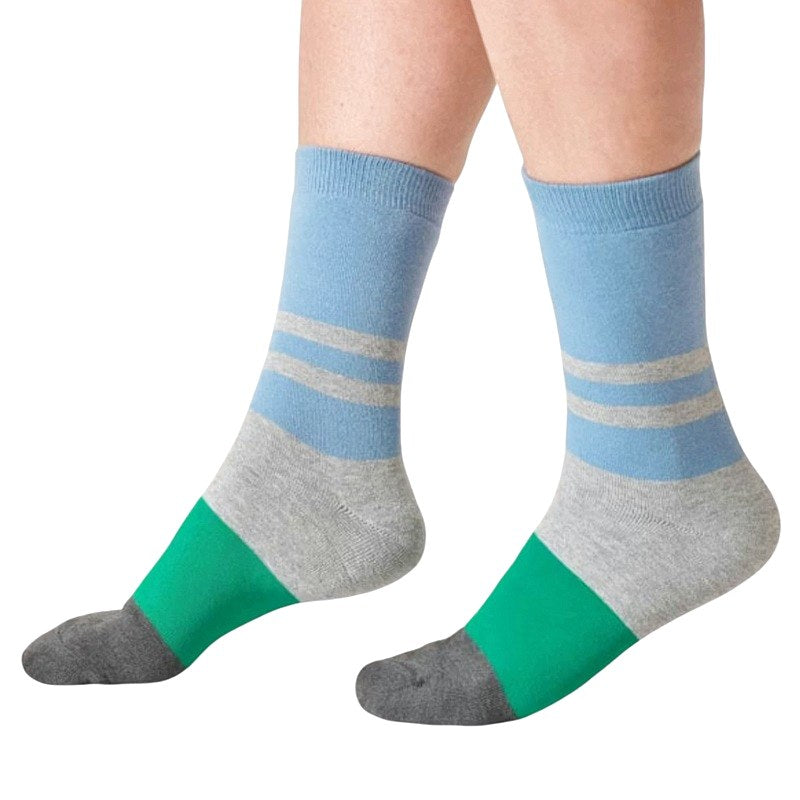 Thought Fashion Colour Block Walker Socks Stone Blue 4-7 TA659 pair