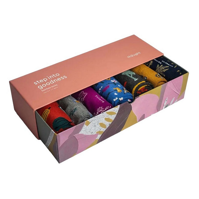 Thought Fashion Ginney Patterned Bamboo 7 Pack Sock Gift Box main