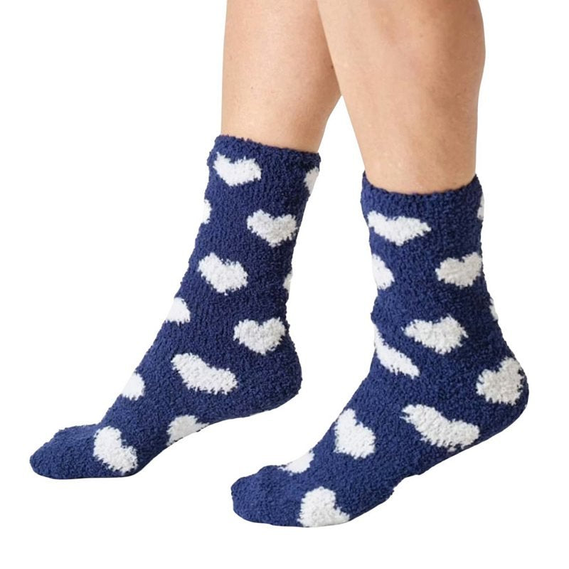 Thought Fashion Heart Fluffy Socks Midnight Blue 4-7 TA668 pair