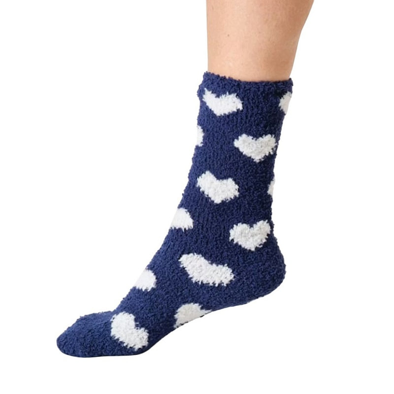 Thought Fashion Heart Fluffy Socks Midnight Blue 4-7 TA668 side