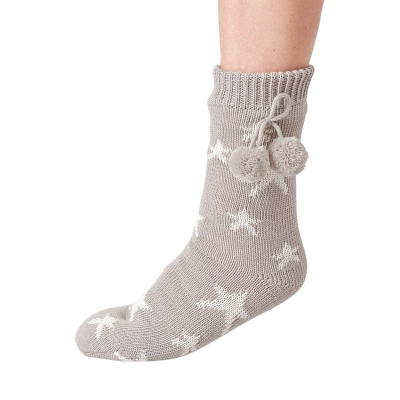 Thought Fashion Starry Cable Cabin Socks Grey Marl 4-7 TA667 side