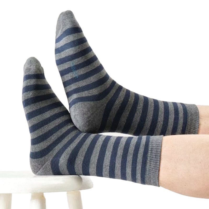 Thought Fashion Walker Stripe Crew Socks Navy Blue 7-11 TA711C lifestyle