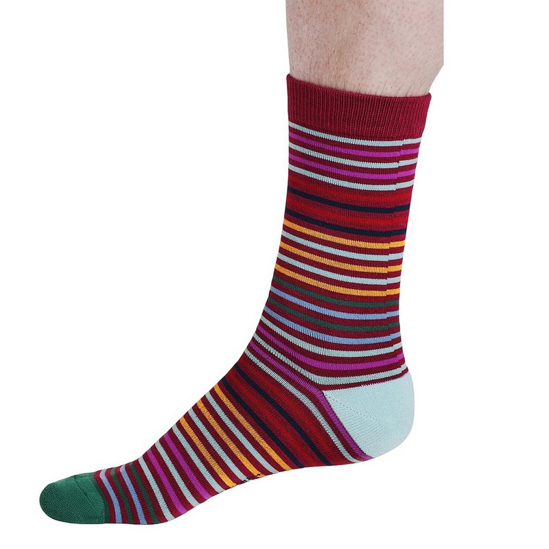 Thought Haiden Striped Bamboo Socks Elderberry Purple 7-11 SPM893 side