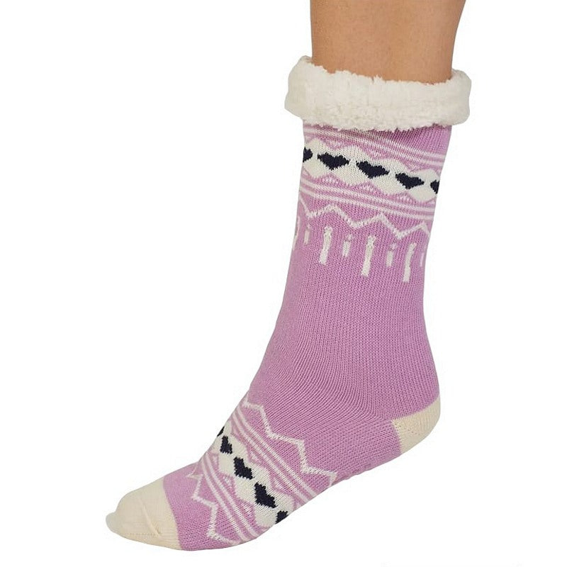 Thought Ilah Fair Isle Cabin Socks Dusk Lilac 4-7 SPW903 side