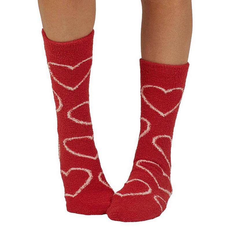 Thought Marjorie Fluffy Bed Socks Poppy Red 4-7 SPW922-POPPY-RED front