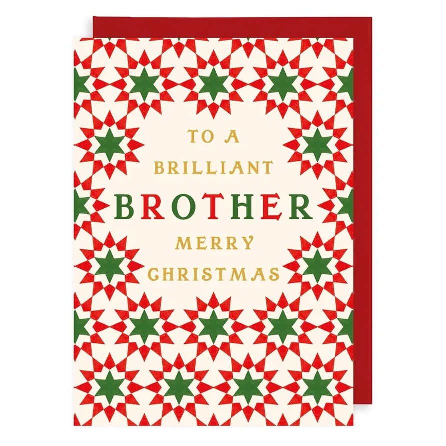 To A Brilliant Brother Geo Stars Christmas Card AFRX292 with envelope
