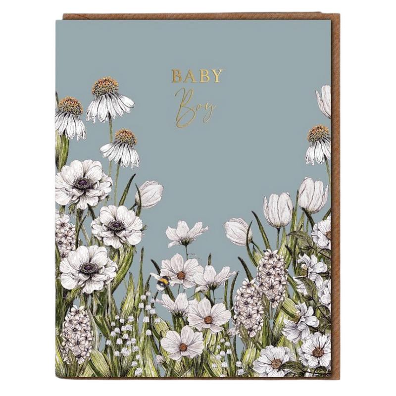 Toasted Crumpet Baby Boy Wildflower Meadows Card RW06 front
