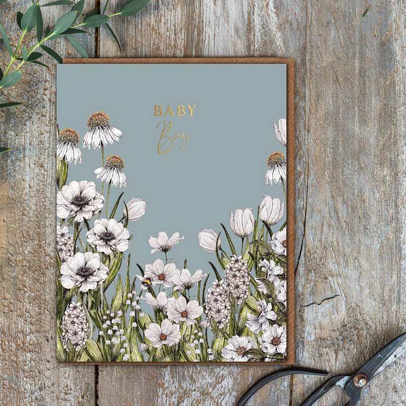 Toasted Crumpet Baby Boy Wildflower Meadows Card RW06 lifestyle