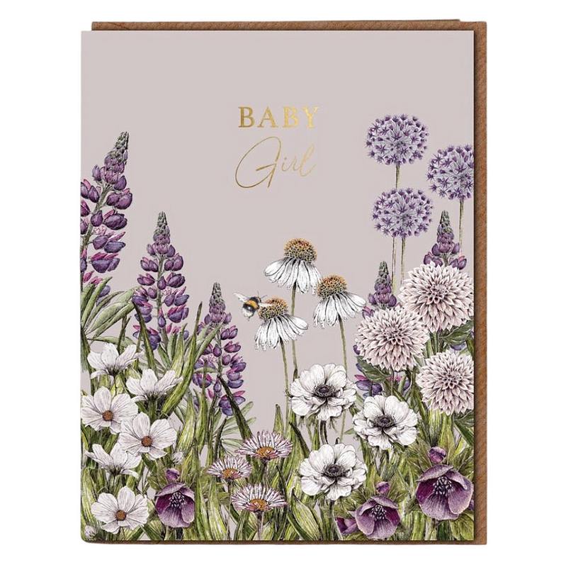 Toasted Crumpet Baby Girl Wildflower Meadows Card RW07 front