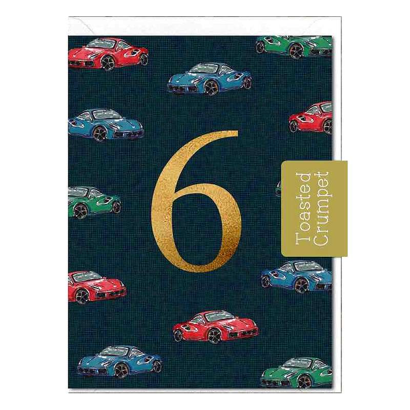 Toasted Crumpet Designs 6th Birthday Racing Cars Mini Card MM122