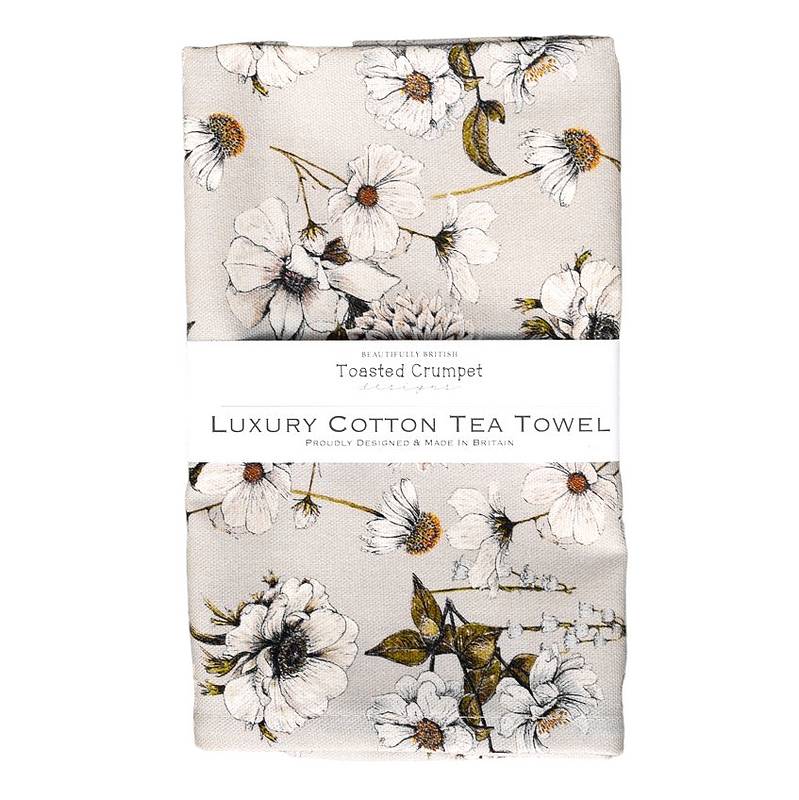 Toasted Crumpet Designs Blanc Collection Stone Tea Towel LTT67 folded