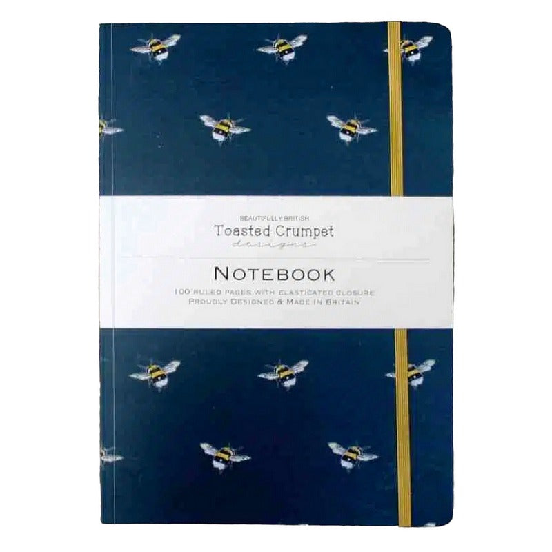 Toasted Crumpet Designs Bumblebee Noir A5 Lined Notebook NO30 front