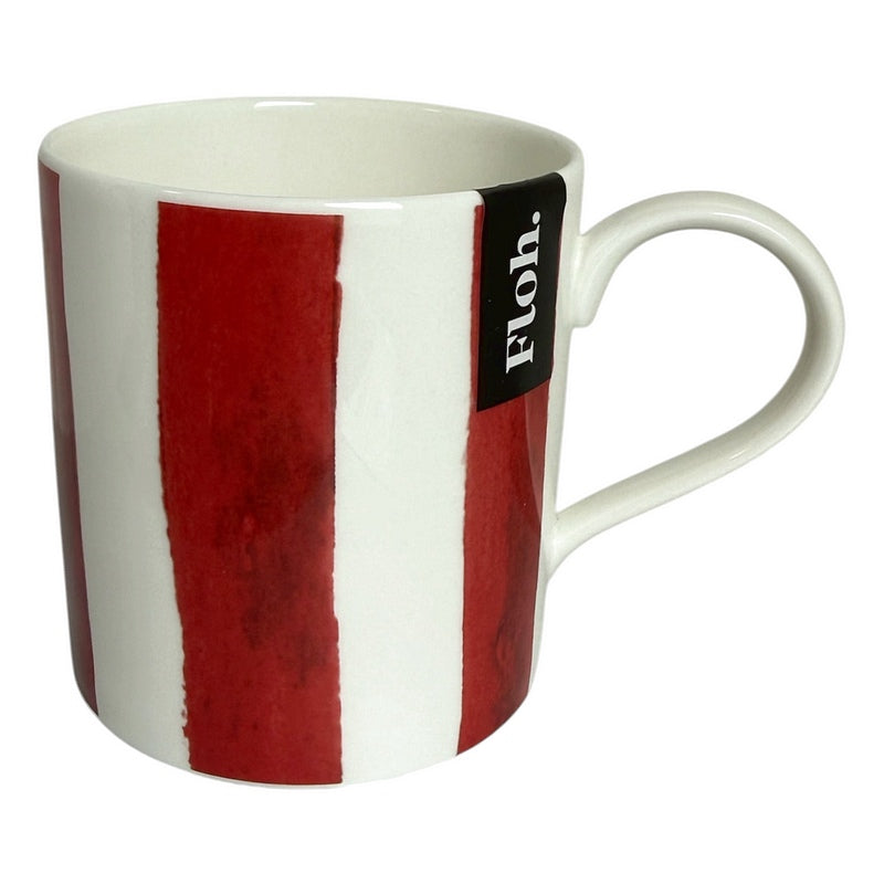 Toasted Crumpet Designs Crimson Striped Mug tipped