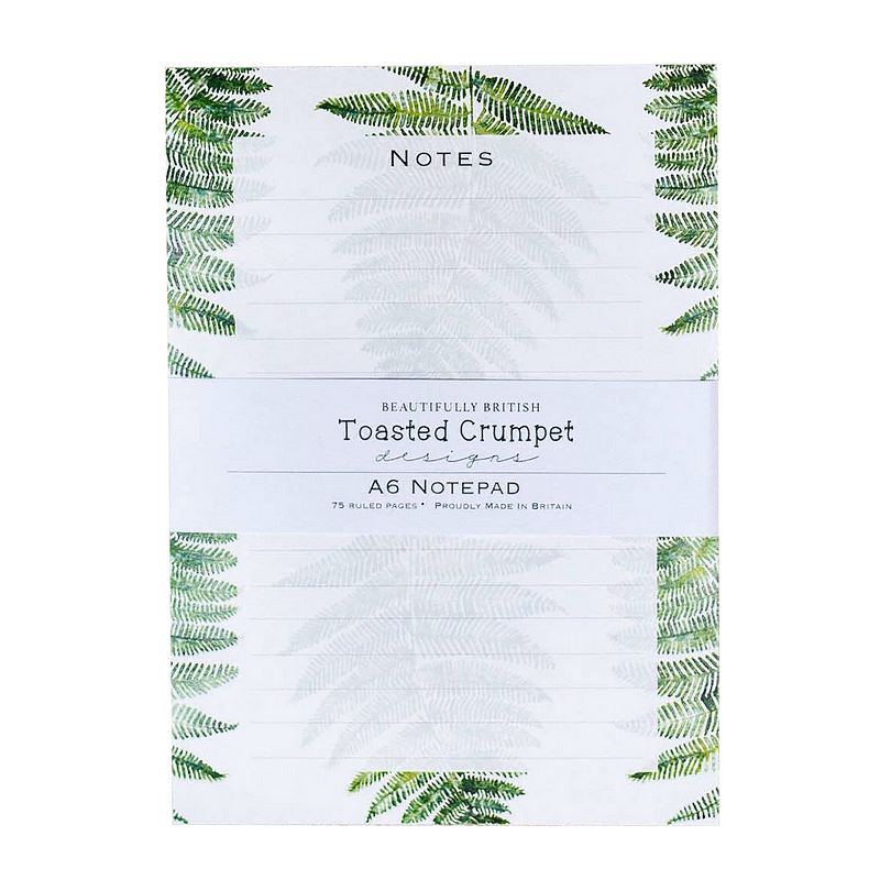 Toasted Crumpet Designs Fern Pure A6 Notepad NPAD23 front