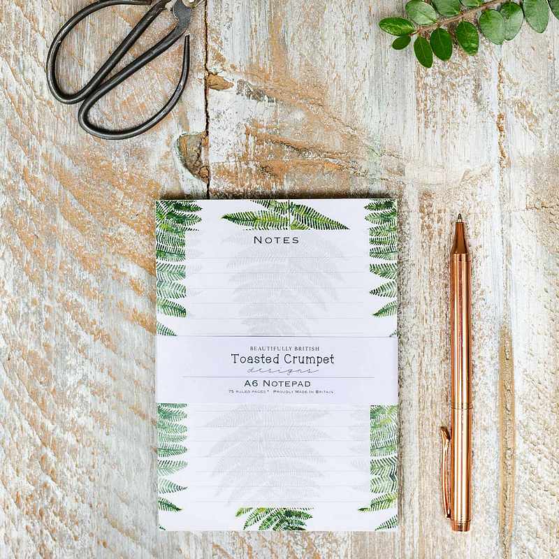 Toasted Crumpet Designs Fern Pure A6 Notepad NPAD23 lifestyle