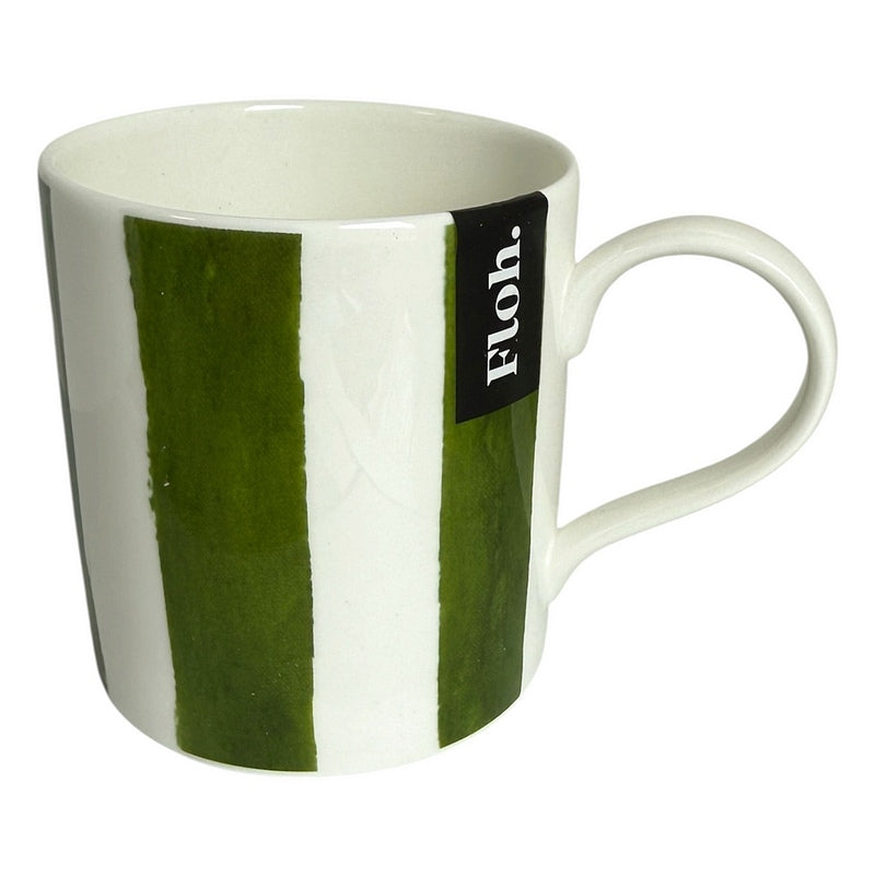 Toasted Crumpet Designs Forest Green Striped Mug tipped