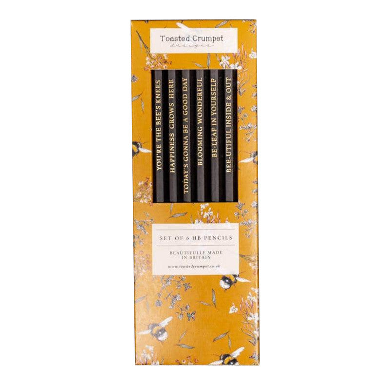 Toasted Crumpet Designs HB Pencils Set of 6 Bee & Honeysuckle PS05 front