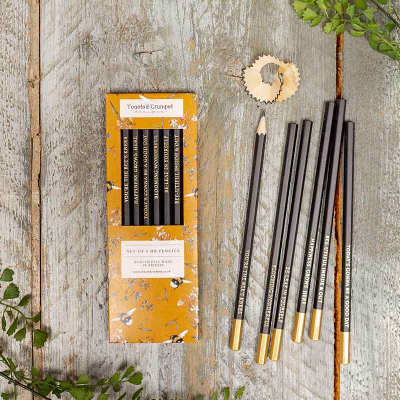 Toasted Crumpet Designs HB Pencils Set of 6 Bee & Honeysuckle PS05 lifestyle