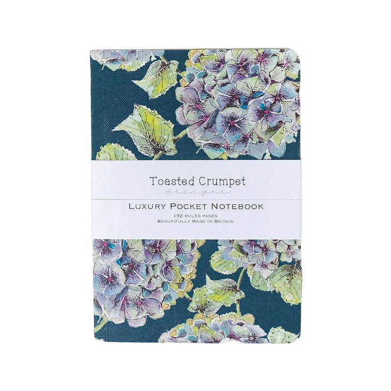 Toasted Crumpet Designs Hydrangea Noir A6 Lined Pocket Notebook NP26 front