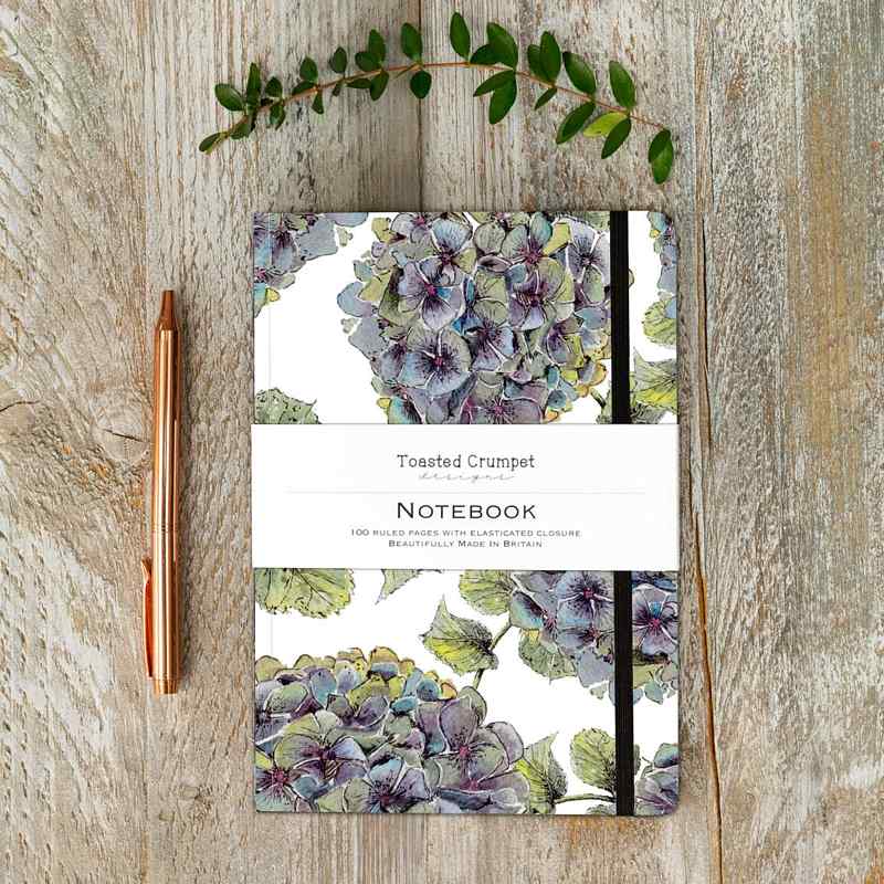 Toasted Crumpet Designs Hydrangea Pure A5 Lined Notebook NO25 lifestyle