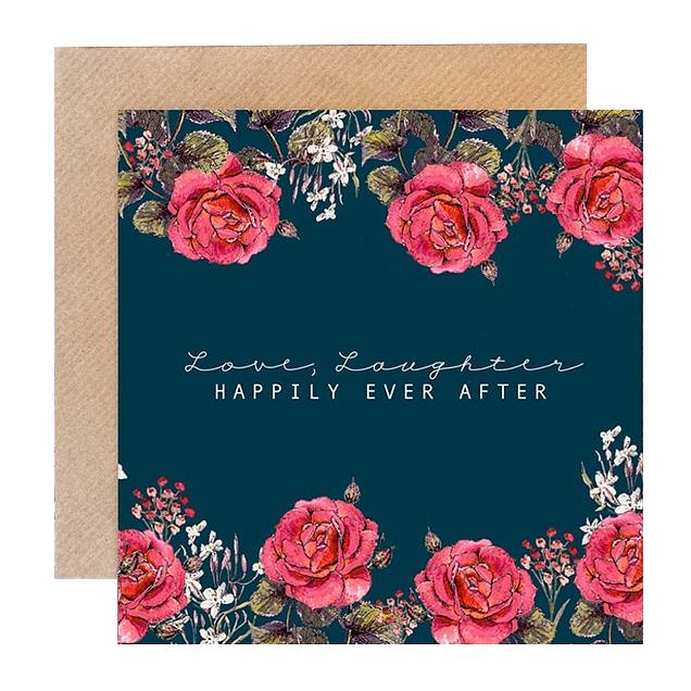 Toasted Crumpet Designs Love Laughter Happily Ever After card DS03 with envelope