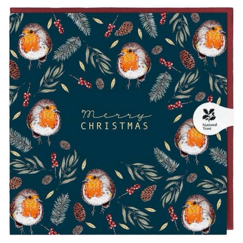 Toasted Crumpet Designs Merry Christmas Robin Noir Card NTX01 front