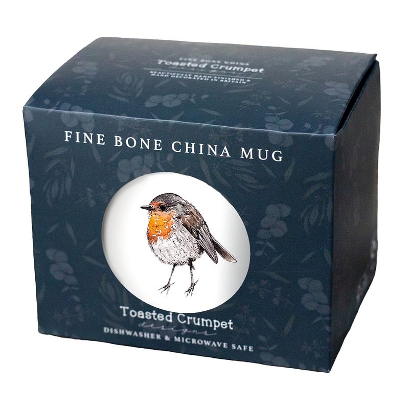 Toasted Crumpet Designs Robin Mug Gift Boxed FM07 in box