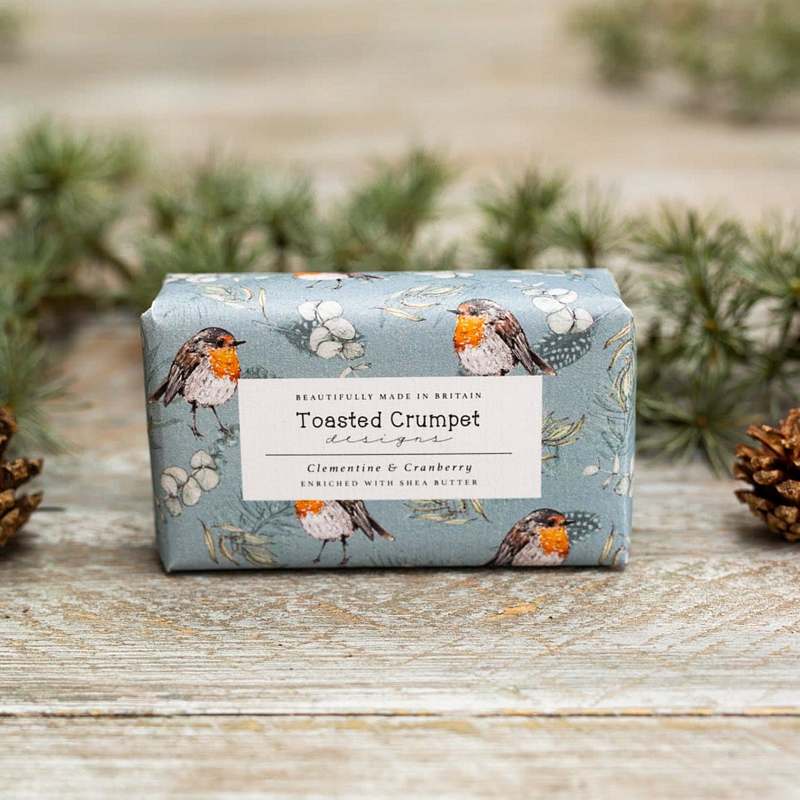 Toasted Crumpet Designs Robin & Eucalyptus Blue Soap 190g SO28 lifestyle