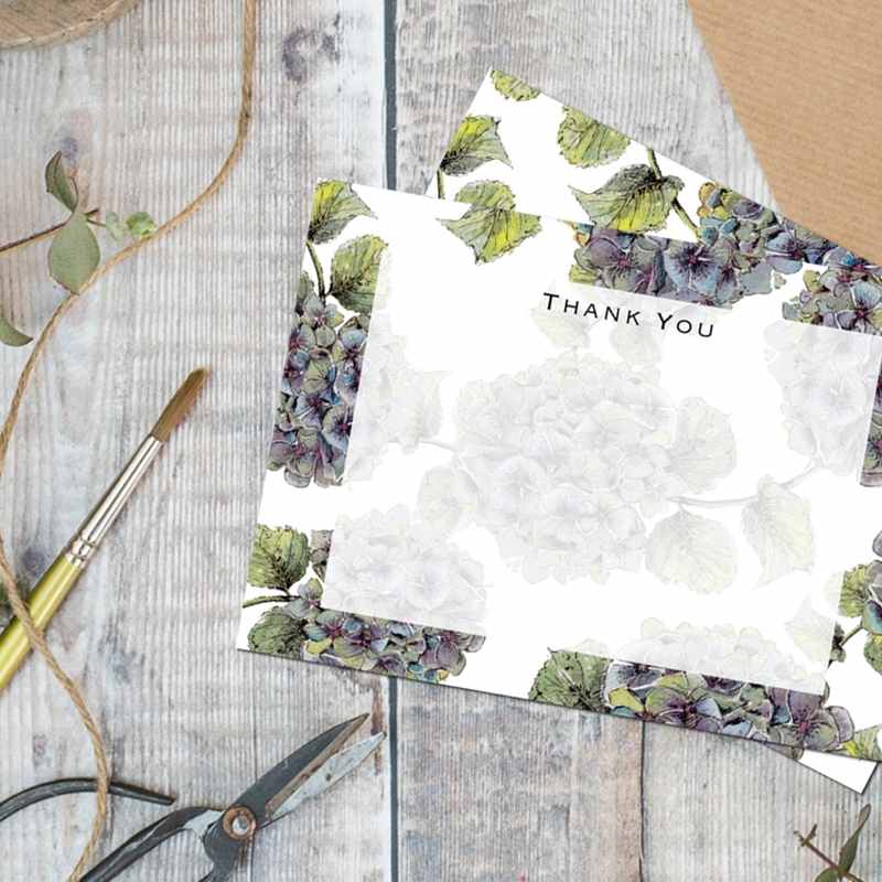 Toasted Crumpet Designs Thank You Cards Set of 6 Hydrangea TY25 lifestyle