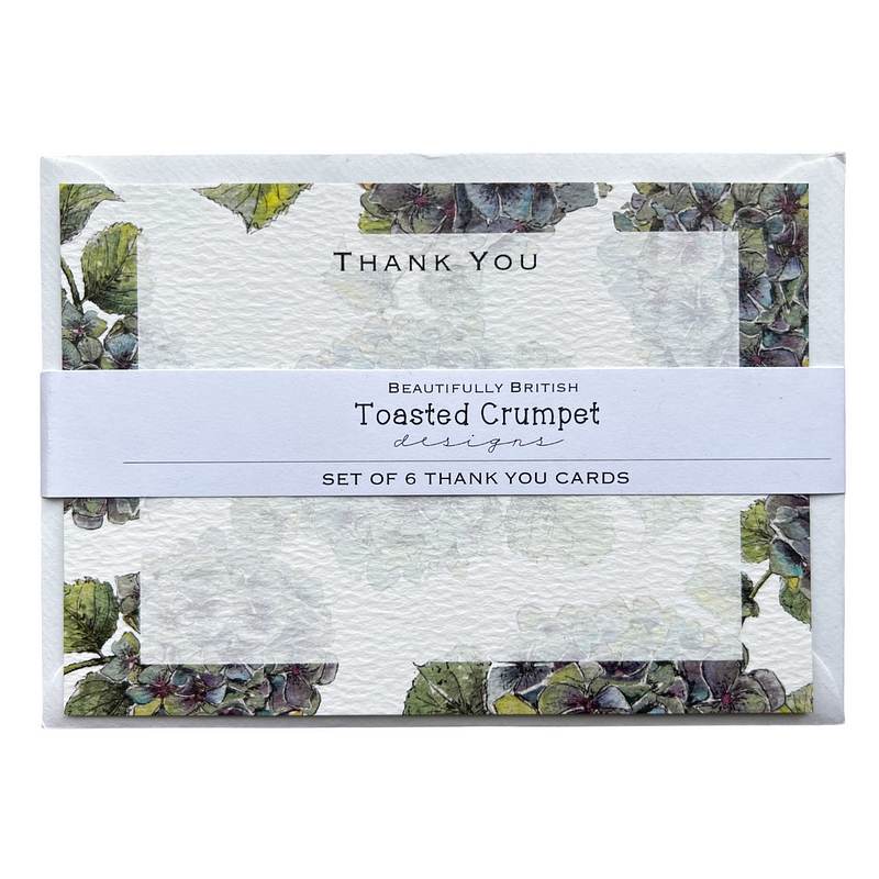Toasted Crumpet Designs Thank You Cards Set of 6 Hydrangea TY25 pack front