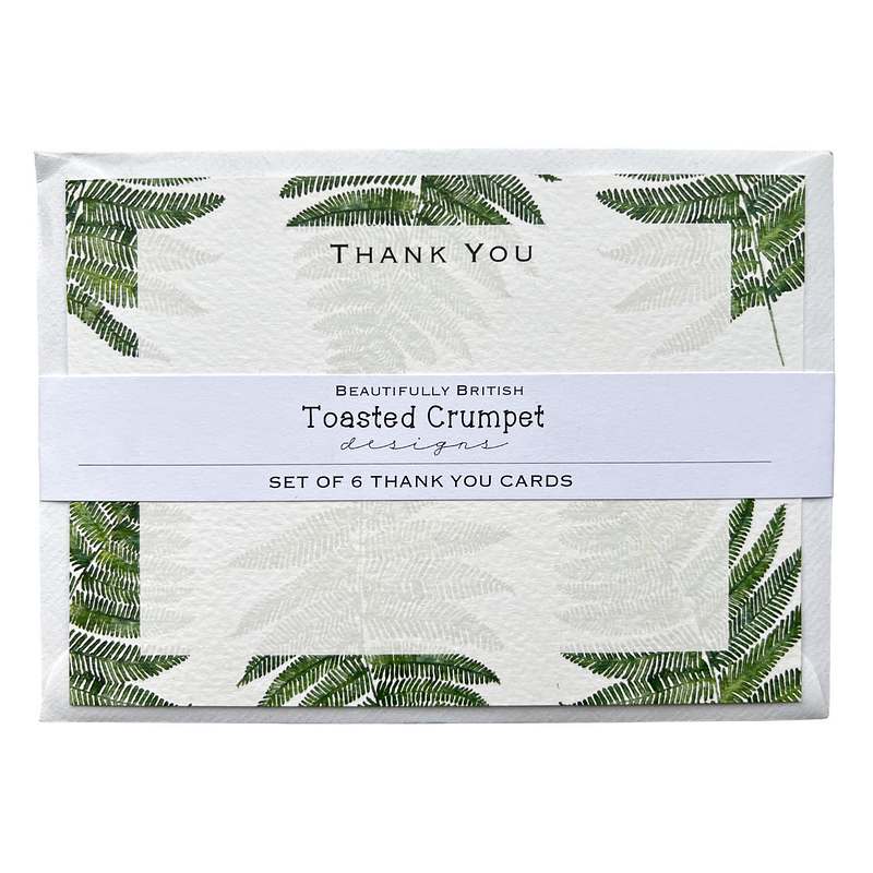 Toasted Crumpet Designs Thank You Cards Set of 6 Woodland Fern TY23 pack front