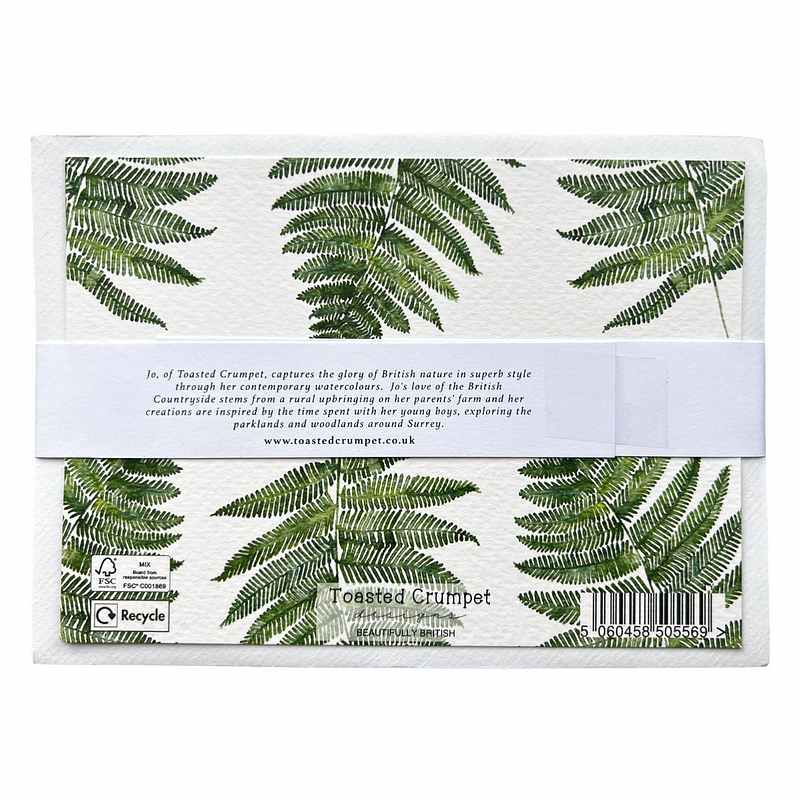 Toasted Crumpet Designs Thank You Cards Set of 6 Woodland Fern TY23 pack back
