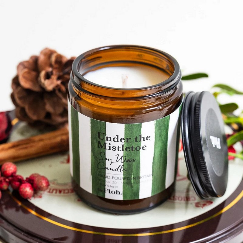 Toasted Crumpet Designs Under The Mistletoe Apothecary Candle in Glass Jar lifestyle inside