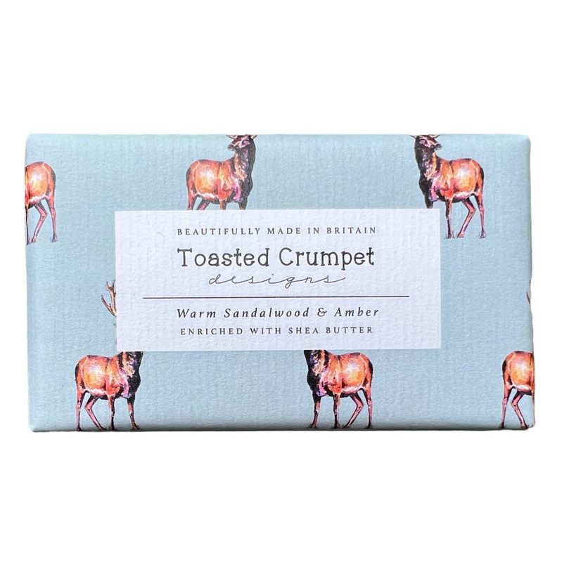 Toasted Crumpet Designs Warm Sandalwood & Amber Soap Bar SO36 front