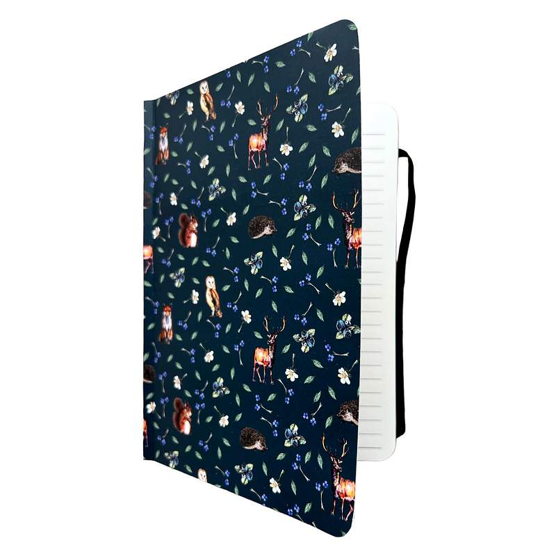Toasted Crumpet Designs Woodland Creatures Noir A5 Lined Notebook NO36NT open