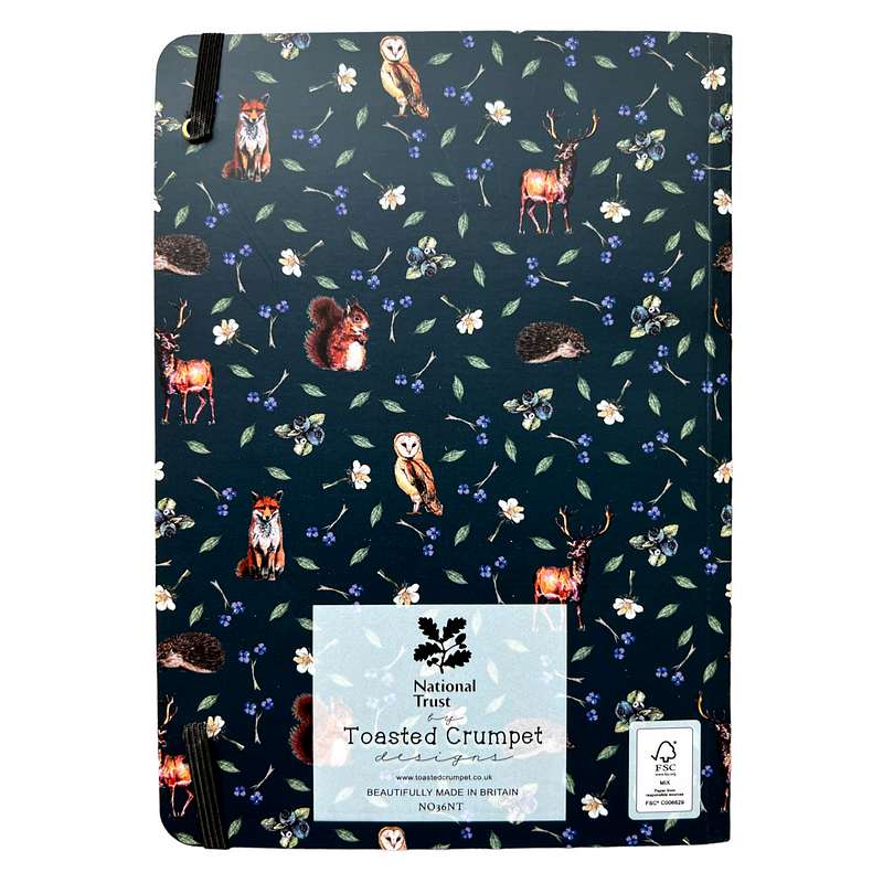 Toasted Crumpet Designs Woodland Creatures Noir A5 Lined Notebook NO36NT back
