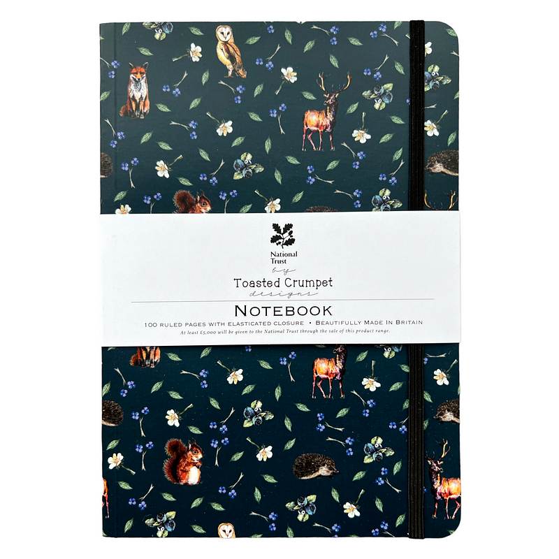 Toasted Crumpet Designs Woodland Creatures Noir A5 Lined Notebook NO36NT with wrap