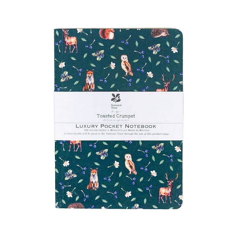Toasted Crumpet Designs Woodland Creatures Noir A6 Lined Pocket Notebook NP36NT front