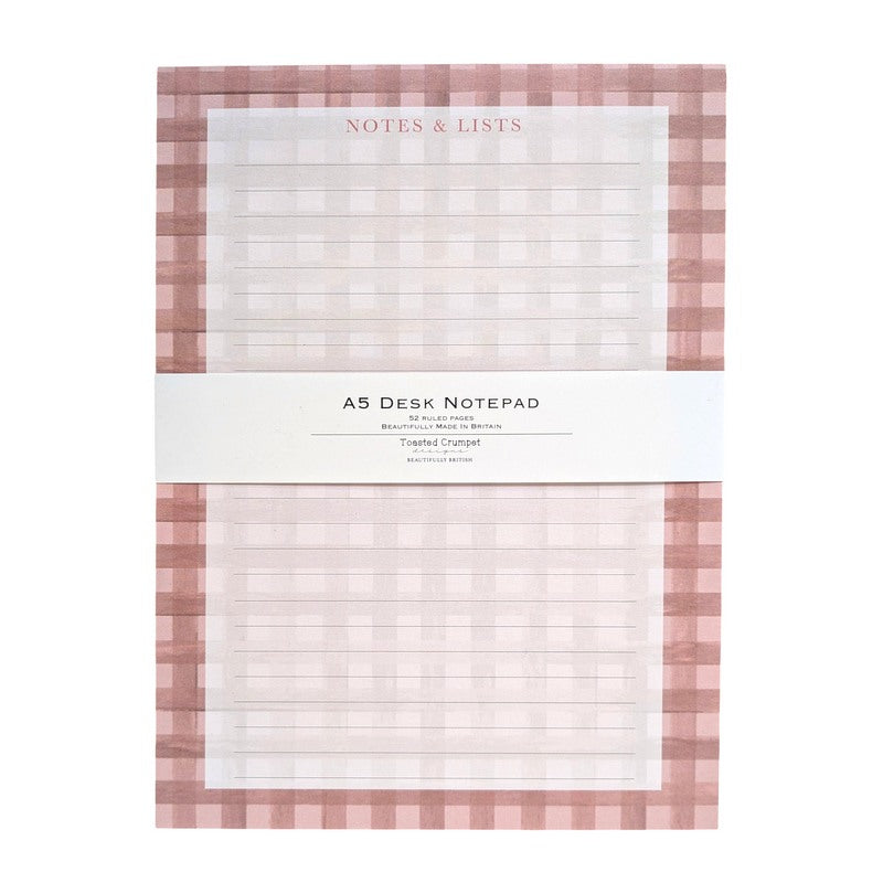 Toasted Crumpet Heather Blush Check A5 Desk Pad DPAD120 front