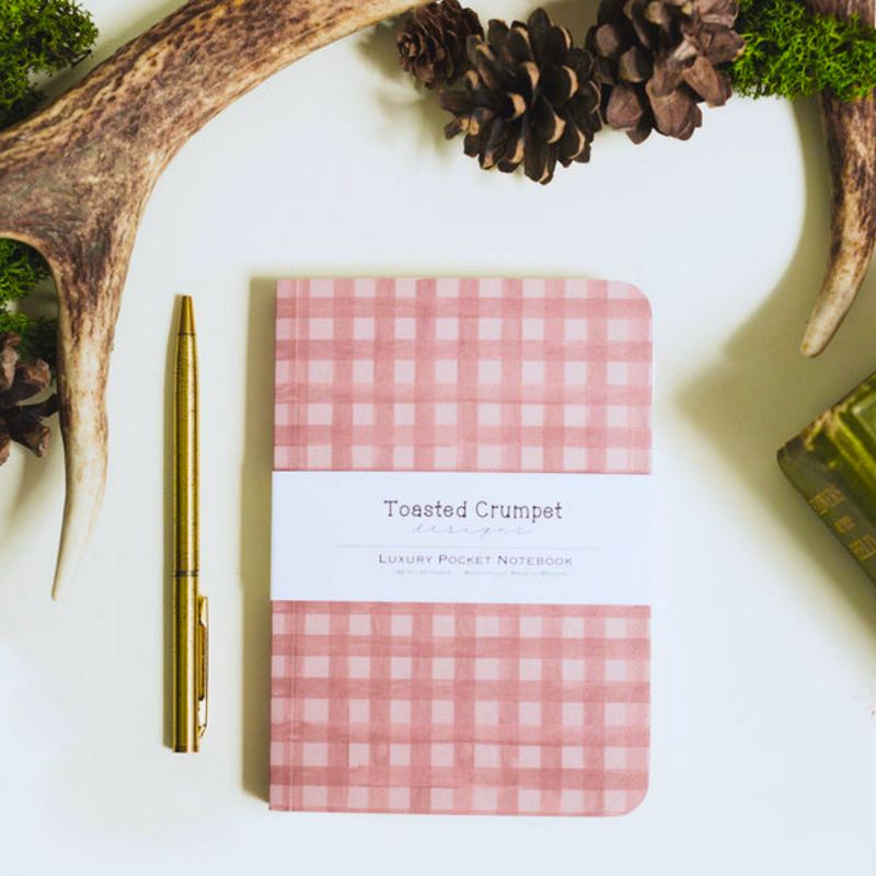 Toasted Crumpet Heather Blush Check A6 Lined Notepad NP120 lifestyle